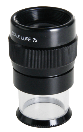 Loupe de mesure 7x avec échelle 10-0-10 mm et réticule en croix PB.5044 - www.letscopes.com